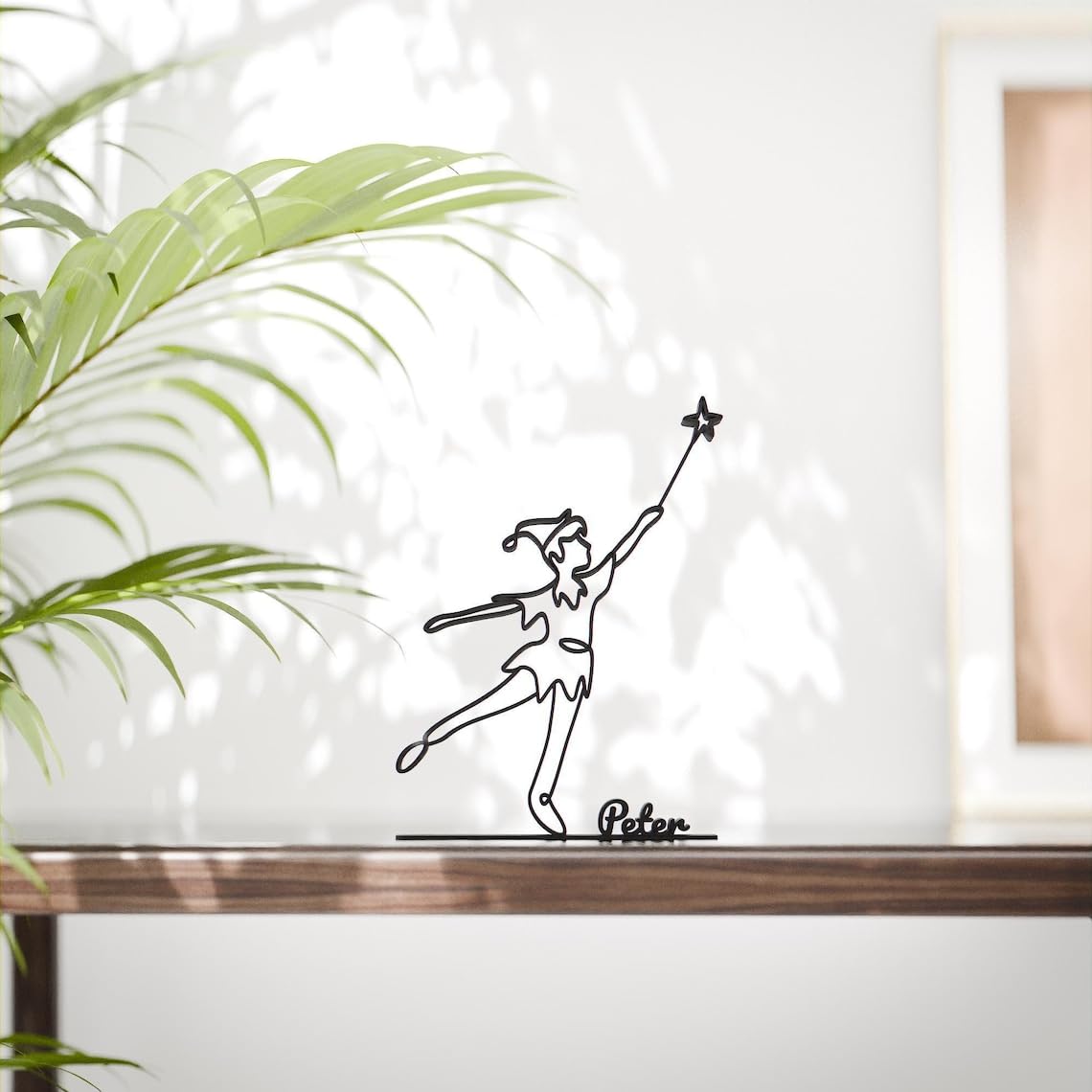 Personalized Peter Pan Plastic Minimalist Line Art Sculpture Custom Name Fantasy Decor Figure for Home Office Desk Shelf Thoughtful Gift for Book Lovers - Image 2