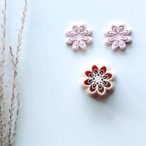 Folk Art Flower Imprint Clay Earring Cutter for Polymer Clay Jewelry Making Floral Pendant Cutter Tool for Handmade Earrings Crafts DIY Clay Accessories and Artistic Boho Style Projects