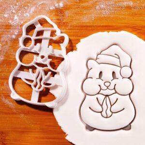 Cookie Hamster with Santa Hat Cookie Cutter Biscuit Mold for Christmas Hamster Themed Baking Cute Animal Holiday Party Treats Festive Pet Gifts and Stocking Filler Ideas