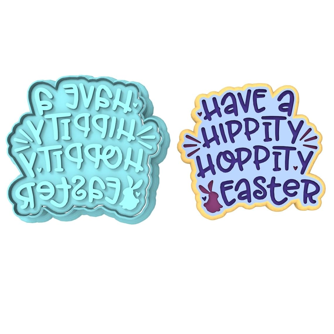 Black Have a Hippity Hoppity Easter Cookie Cutter Stamp Stencil Baking Tool for Bunny and Easter Theme Cookies Fondant Pastry Biscuits Sandwiches Desserts Spring Party Snacks Baking - Image 3