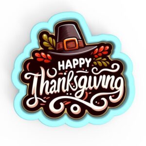 Happy Thanksgiving Swirly Cookie Cutter Black cookie Stamp and Stencil Set for Holiday and Autumn Baking, Sugar Cookie Mold, Fondant Cutter, Baking Decoration Tools for Kids and Adults