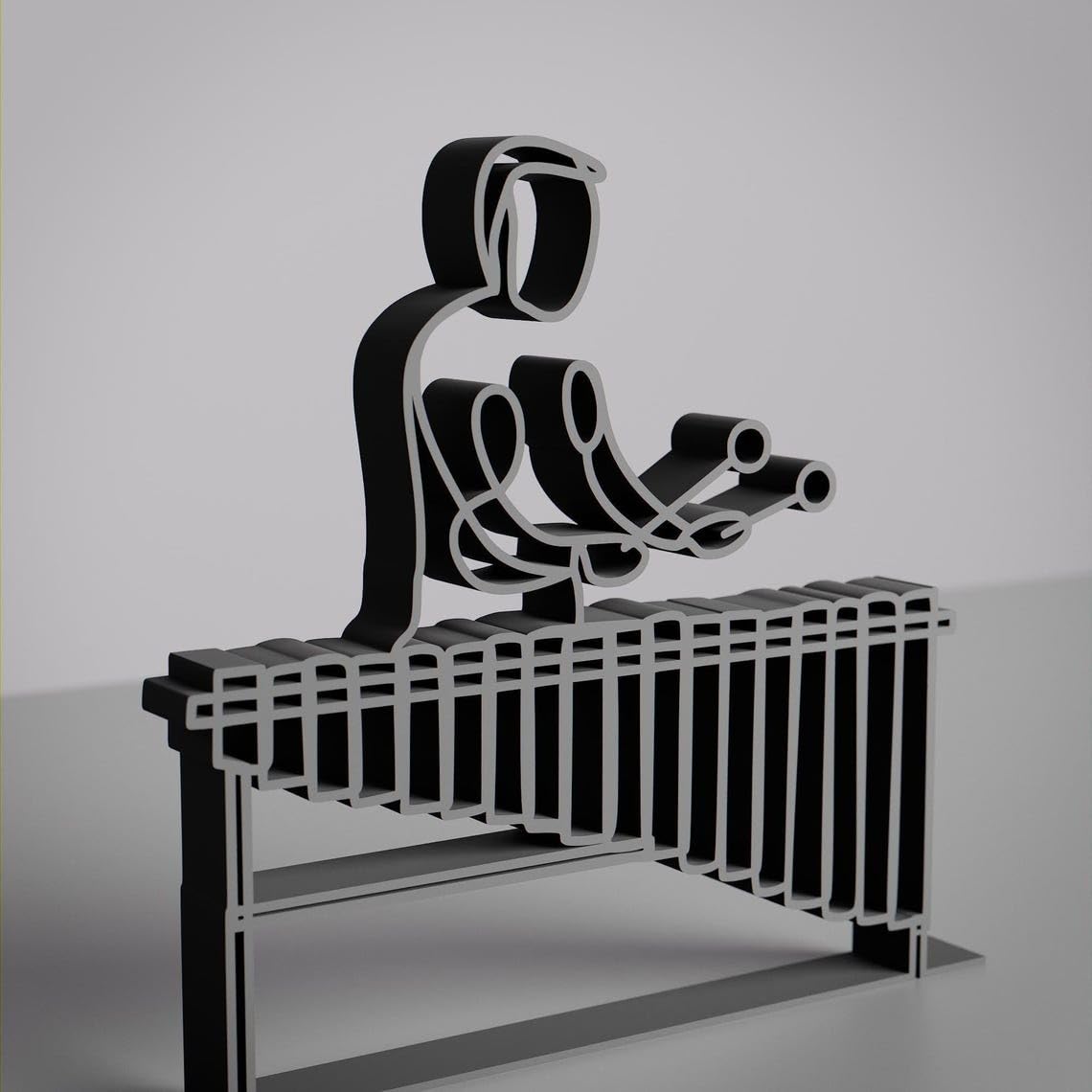 Black Personalized Marimba Player Plastic Line Art Figure Customized Percussionist Sculpture Modern Minimal Home Decor Gift for Music Students Teachers and Instrument Lovers - Image 3