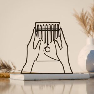 Black Kalimba Player Plastic Line Art Figure Modern Musical Art Sculpture Creative Home Office Decor Shelf Desk Display Accent Unique Gift for Instrument Lovers Contemporary Interior Styling