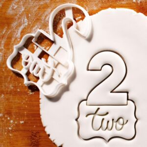 Number 2 Cookie Cutter Biscuit Mold for Second Birthday Party Baking Milestone Celebration Treats Kids Age Two Anniversary Cake Decorations Dessert Table Special Occasion Favors