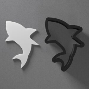 Jumping Shark Clay Cutter with Sharp Tapered Edge for Polymer Clay Earrings Studs Pendants Jewelry Making Cookie Biscuit Clay Art Ocean Predator Shape Cutter for Shark Theme DIY Craft