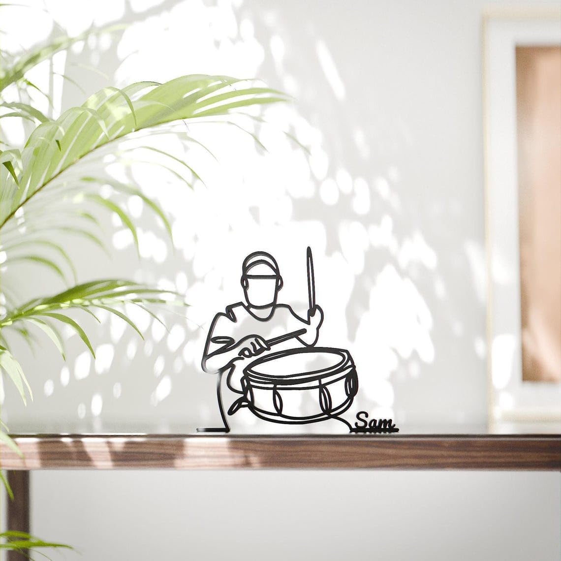 Personalized Snare Drummer Minimal Line Art Figure Plastic Name Music Decor Gift for Desk Shelf Home Office Modern Interior Art Display India - Image 2