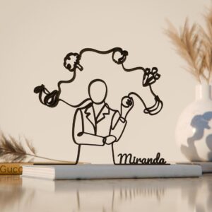 Black Personalized Dietitian Plastic Line Art Figure Custom Name Nutrition Expert Sculpture Modern Minimal Health Decor Creative Wellness Themed Office Kitchen Clinic Desk Display Contemporary