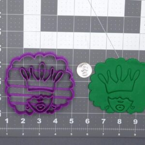 Black Cookie Afro Girl with Crown Cookie Cutter for Baking Biscuits Fondant Sandwiches Pancakes Cake Decoration Unique Princess Party Supplies Pastry Mold Tool for Kids and Creative