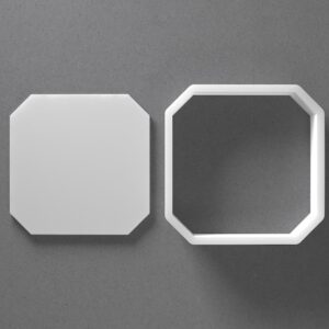 Beveled Corner Square Cookie Cutter Plaque Shape Baking Tool for Cookies Biscuits Fondant Dough Clay Jewelry Making Earring Craft Decorating Party Baking and Daily Home Use