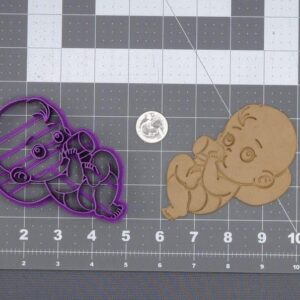 Baby with Bottle 266-L800 Cookie Cutter Black Cookie Infant Feeding Theme Cookie Mold for Baby Shower Baking Newborn Party Decorations Fondant Clay Crafts Cake Toppers Kitchen Tool Use