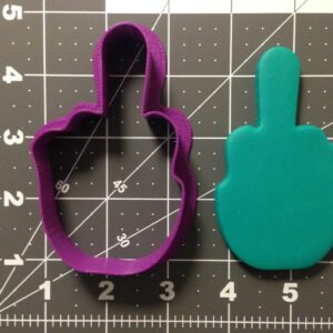 FU Hand 266-A843 Black Cookie Cutter Funny Hand Gesture Shape Baking Tool for Sarcastic Cookies Humor Themed Parties Gag Gifts Novelty Cookie Design for Adults Clay Fondant Craft Use