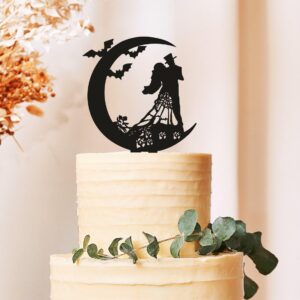 Till Death Wedding Cake Topper | Gothic Halloween Cake Decoration with Moon Theme | Spooky Wedding Cake Topper Halloween Celebrations | Unique Romantic Cake Decor Weddings Special Occasions