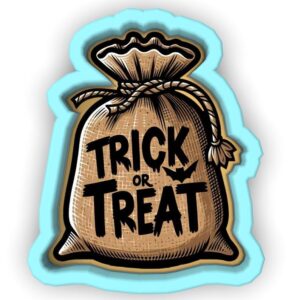 Trick or Treat Burlap Sack Cookie Cutter Black cookie Stamp and Stencil Set for Halloween Candy Bag Cookies, Holiday Baking Tools, Fondant Cutter, Sugar Cookie Mold, Party Treat Decora