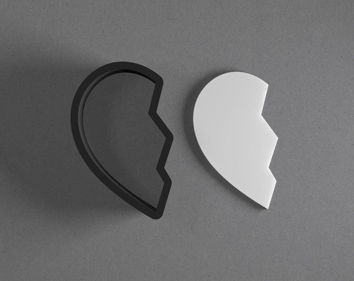 Broken Half Heart Shape Polymer Clay Cutter with Sharp Tapered Edge for Clean Cutting, Jewelry and Earring Tool for Mini Studs and Pendant Sets, Cookie Cutter for Romantic and Symbolic - Image 2