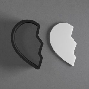 Broken Half Heart Shape Polymer Clay Cutter with Sharp Tapered Edge for Clean Cutting, Jewelry and Earring Tool for Mini Studs and Pendant Sets, Cookie Cutter for Romantic and Symbolic
