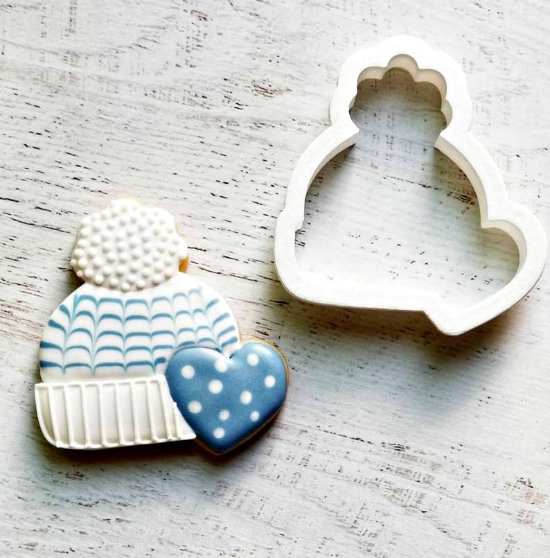 Winter Hat with Heart Cookie Cookie Cutter for Christmas Baking, Holiday Cookies, Winter Party Treats, Suitable Size, Made in India