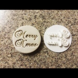 Merry Xmas Black Cookie Embosser Stamp for Cupcakes and Cookies Holiday Baking Tool for Festive Seasonal Decorations and Personalized Christmas Dessert Designs