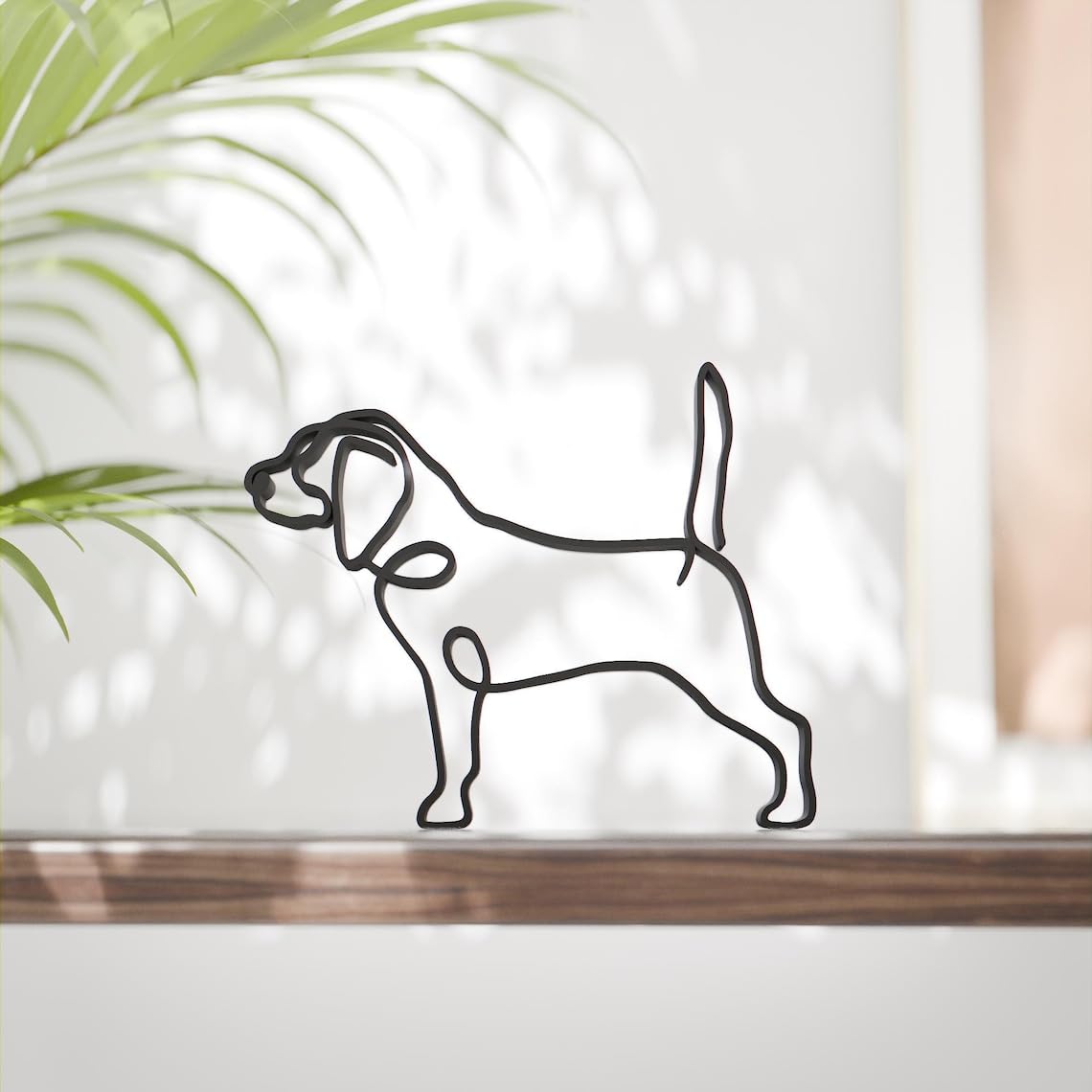 Personalized Beagle Dog Inspired Line Art Figure Plastic Custom Name Pet Decor Gift for Home Office Desk Shelf Minimal Modern Interior India - Image 2