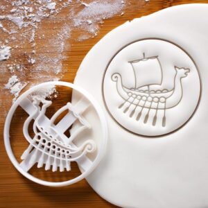 Viking Ship Cookie Cutter Biscuit Fondant Clay Baking Ancient Norse Mythology Medieval Birthday Party Viking Festival Historical Craft Decoration Scandinavian Heritage Baking Tool (ONLY SHIP)