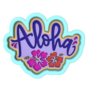 Aloha Cookie Cutter Black cookie Stamp and Stencil Set for Hawaiian and Tropical Themed Cookies, Fun Aloha Fondant Cutter, Sugar Cookie Mold, Dessert Decorating Supplies India