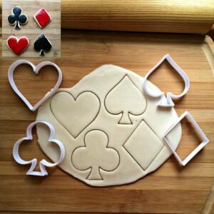 Cookie Set of 4 Card Suits Cookie Cutters, Suitable Size for Baking, Heart, Diamond, Club, Spade Shapes, Ideal for Poker Parties, Casino-Themed Events, Game Night Cookies