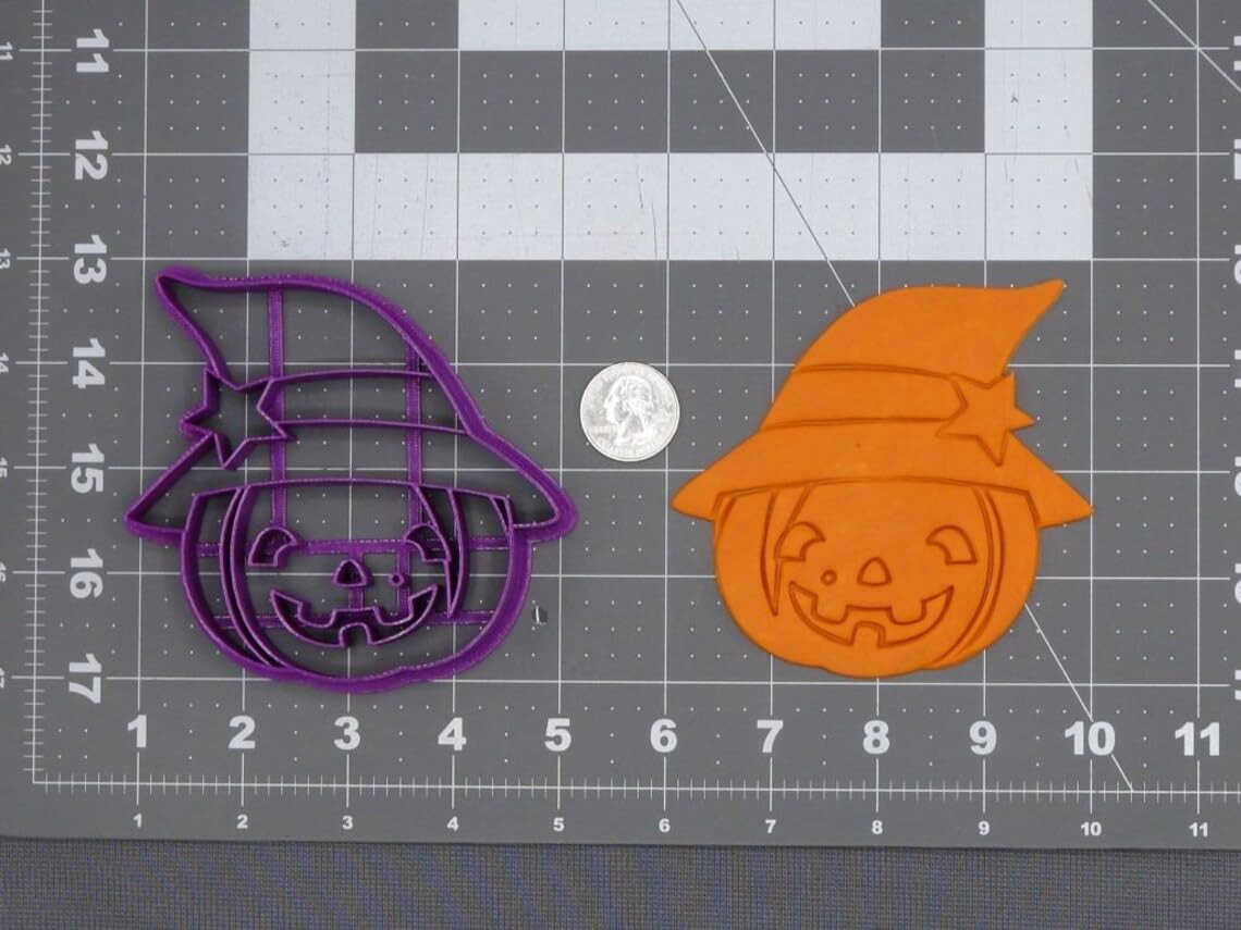 Black Halloween Jack O Lantern with Witch Hat 266 J708 Cookie Cutter Cookie Baking Mold Silhouette for Spooky Cookies Cupcakes Biscuits Fondant Decorating Kitchen Tool for Holiday