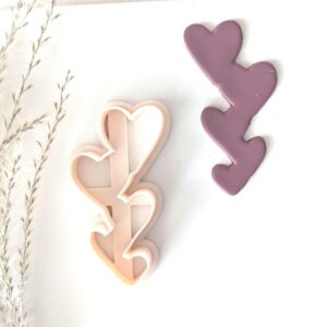 Stacked Hearts Cookie Cutter Connected Heart Shape Clay Cutter for Valentine Cookies Polymer Clay Fondant Cutter for Romantic Crafts Handmade Baking Wedding Favor and Gift Projects