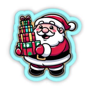 Santa Holding Gifts Cookie Cutter Black cookie Stamp and Stencil Set for Christmas, Holiday, and Festive Baking, Sugar Cookie Mold, Fondant Cutter, Baking Decoration Tools for Kids and