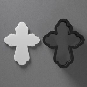 Ornate Plump Fat Cross Shaped Polymer Clay Cutter with Sharp Tapered Edge for Precise Cutting, Jewelry and Earring Tool for Mini Studs and Pendant Sets, Multipurpose Cookie Cutter