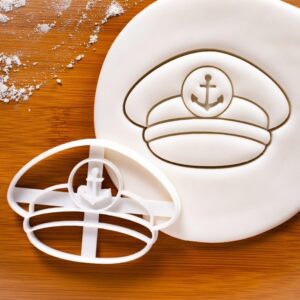 Captain Hat Cookie Cutter Nautical Theme Biscuit Cutter Marine Wedding Ocean Sea Party Baking Tool Anchor Design Baby Shower Birthday Celebration Maritime Kitchen Mold (ONLY CAPTAIN HAT)