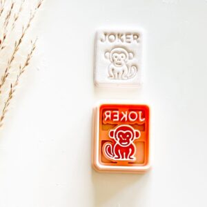 Black Mahjong Monkey Joker Earring Imprint Cutter 1 1/2 Inch, Monkey Pendant Clay Cutter, Polymer Clay Jewelry Cutter, Clay Charm Mold for DIY Crafting and Earrings