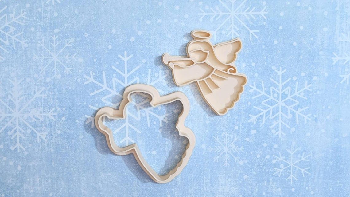 Angel with Trumpet Cookie Cutter Set for Making Shortbread Cookies Pastry Sugar Paste Fondant Icing for Homemade Cake Decoration Christmas Religious Theme Holiday Baking Set - Image 2