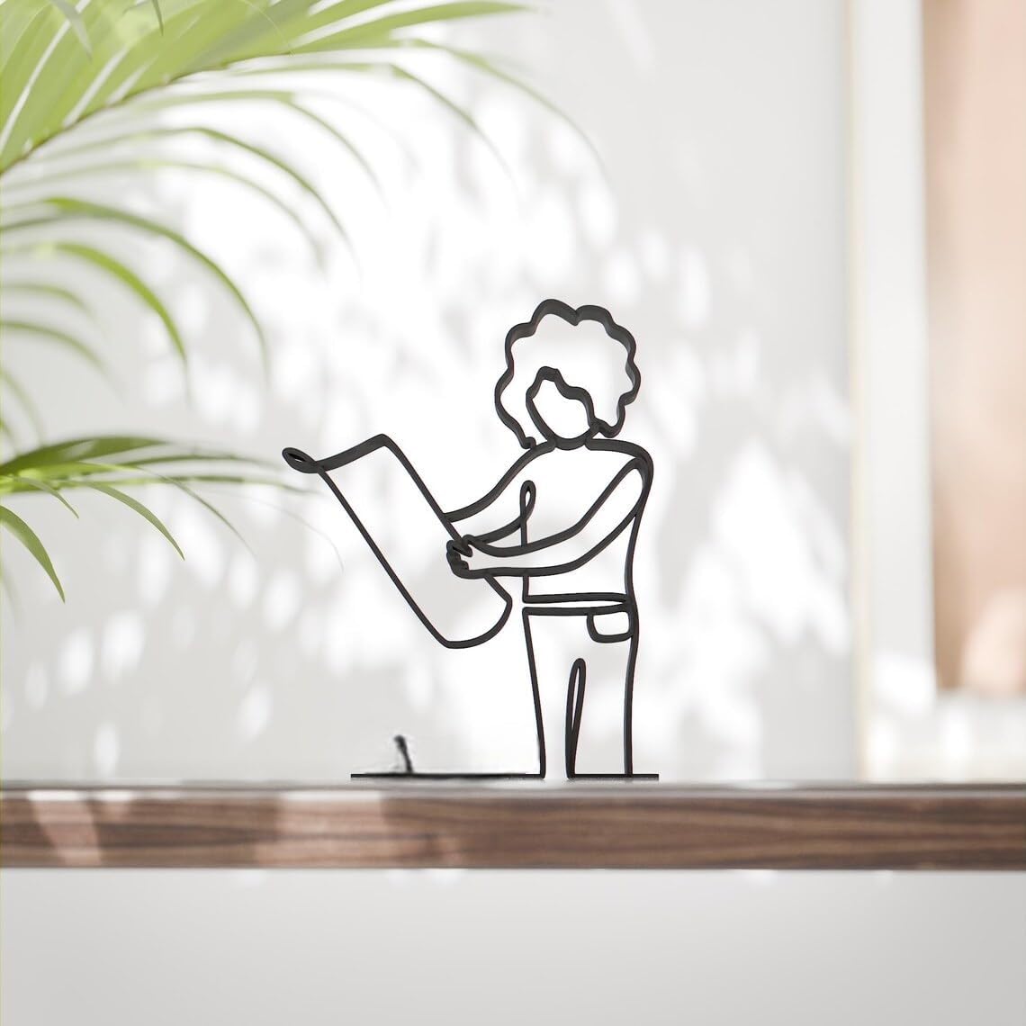 Black Architecture Theme Plastic Line Art Figure Female Architect Inspired Modern Sculpture Minimal Home Office Decor Artistic Shelf Table Display Creative Studio Decoration Unique Gift for Design - Image 2