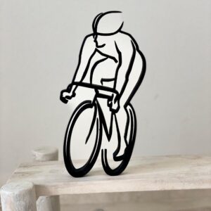 Bicycle Rider: Minimalist Tabletop Statue Figure, Window Sill or Bookshelf Art Sculpture - Ideal Home Decor, Shelf Sitter, Gift for Christmas