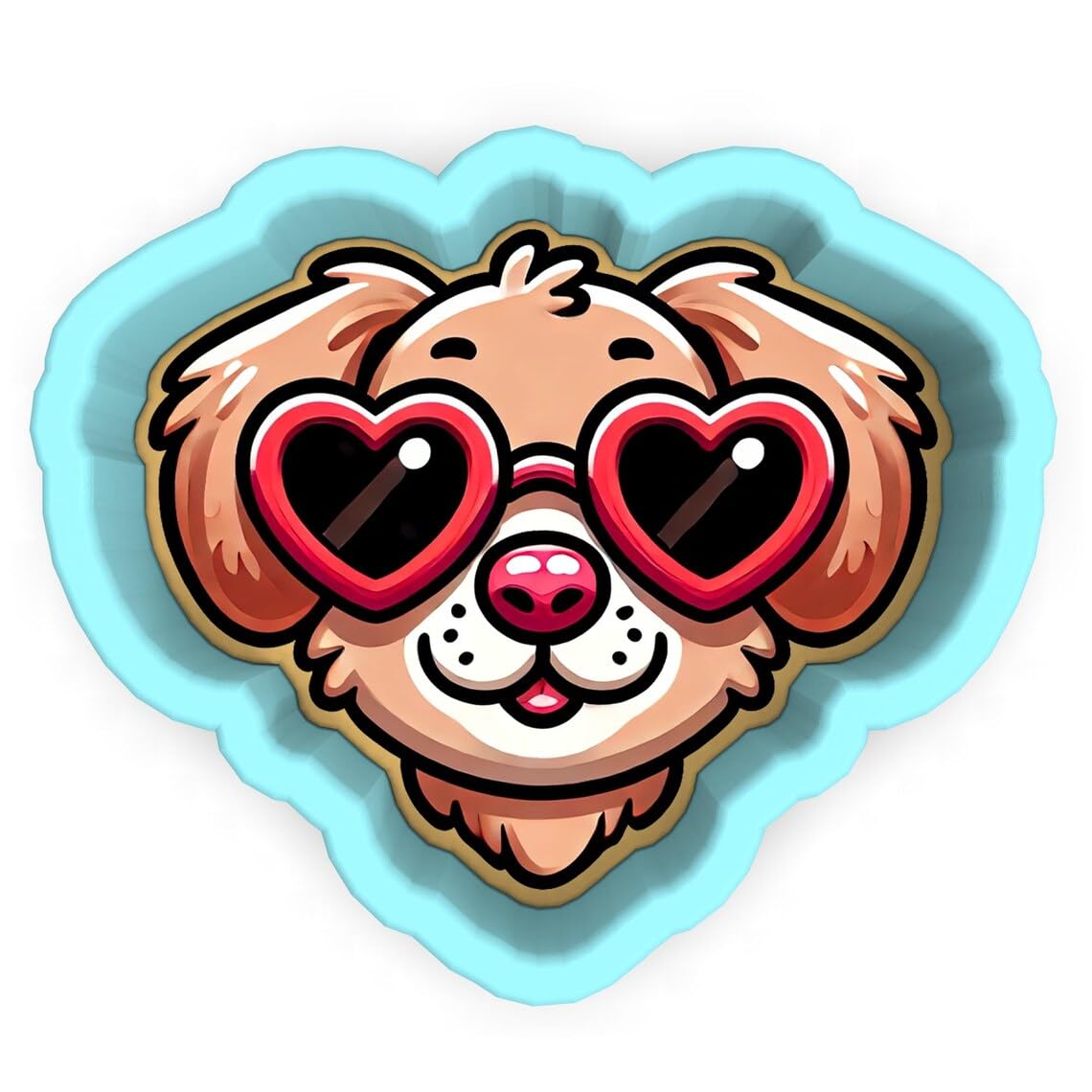 Black Heart Glasses Puppy Cookie Cutter Plastic Fondant Clay Cutter and Stamp for Baking, DIY Crafts, Party Treats, Cake Decoration, and Creative Puppy-Themed Projects