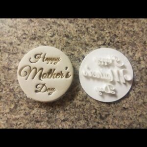 Happy Mothers Day Embosser Stamp for Cupcakes Cookies Fondant Decoration Black Cookie Cookie Embosser Mold for Mothers Day Baking Celebration DIY Treats Cake Decoration Tool