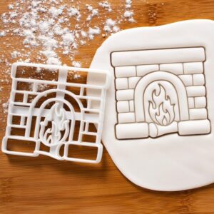 Cookie Fireplace Cookie Cutter Biscuit Mold for Christmas Baking Winter Holiday Treats Cartoon Brick Design Tree Ornament Themed Party Baking Fondant Clay Craft Seasonal Decor (ONLY FIREPLACE