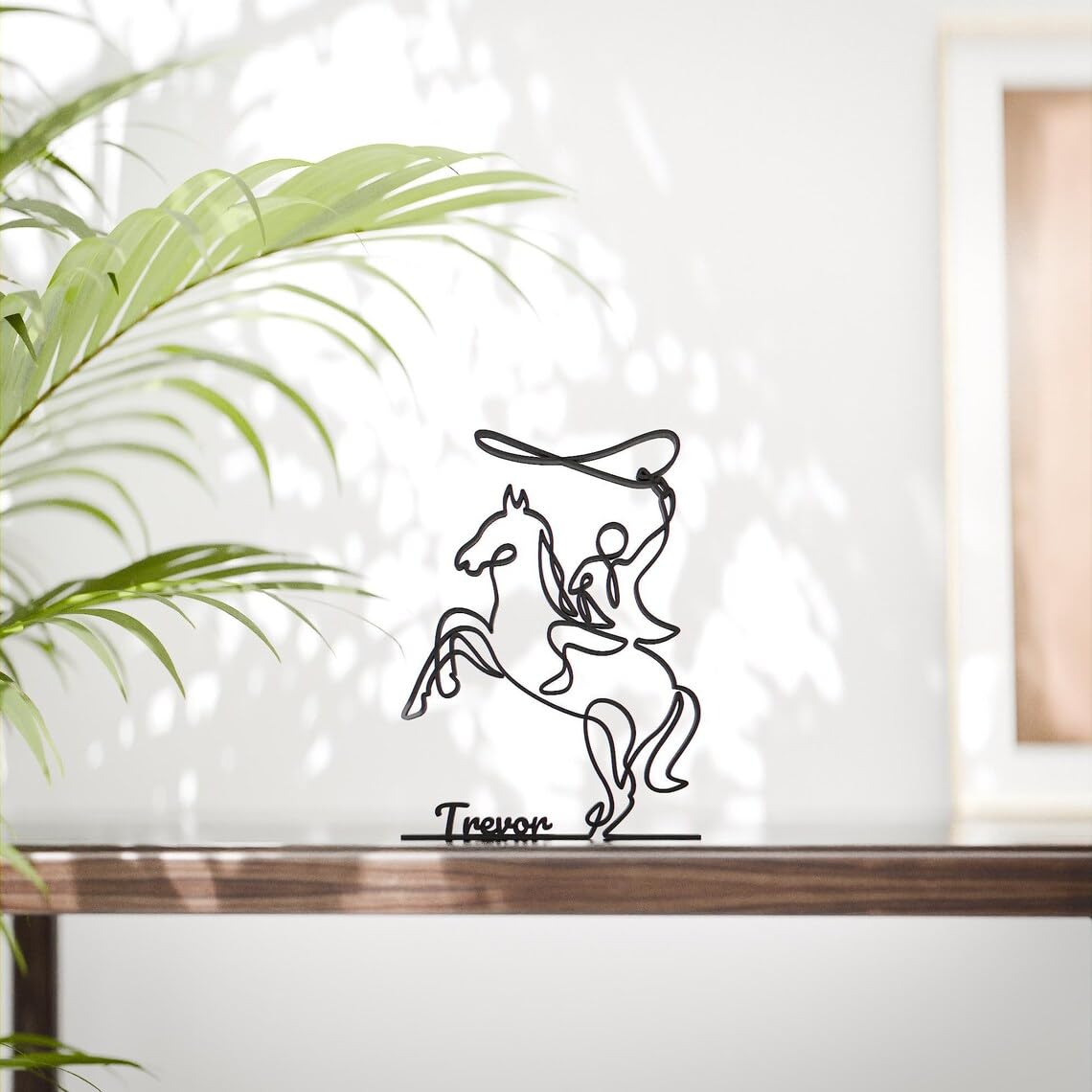 Personalized Rodeo Plastic Minimalist Line Art Sculpture Custom Name Riding Decor Figure for Home Office Desk Shelf Thoughtful Gift for Riding Enthusiast - Image 2