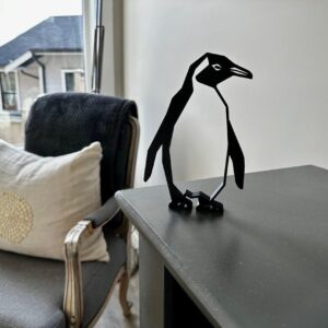 Minimalist Penguin Line Art Sculpture | Contemporary Tabletop Decor & Ornament