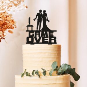 Game Over Wedding Cake Topper Gamers, Gaming Controller Cake Decoration, Gamer-Themed Wedding Cake Topper, Unique Cake Decor Gaming Couples, Video Game Inspired Wedding Cake Accessory (6 inch)