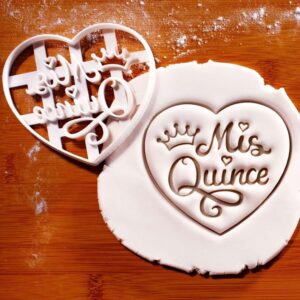 Mis Quince Cookie Heart Shape Cookie Cutter for Quincea�era Celebrations Sweet Fifteen Parties Coming of Age Events Biscuit Fondant Craft Clay Baking Tool for Memorable Birthday