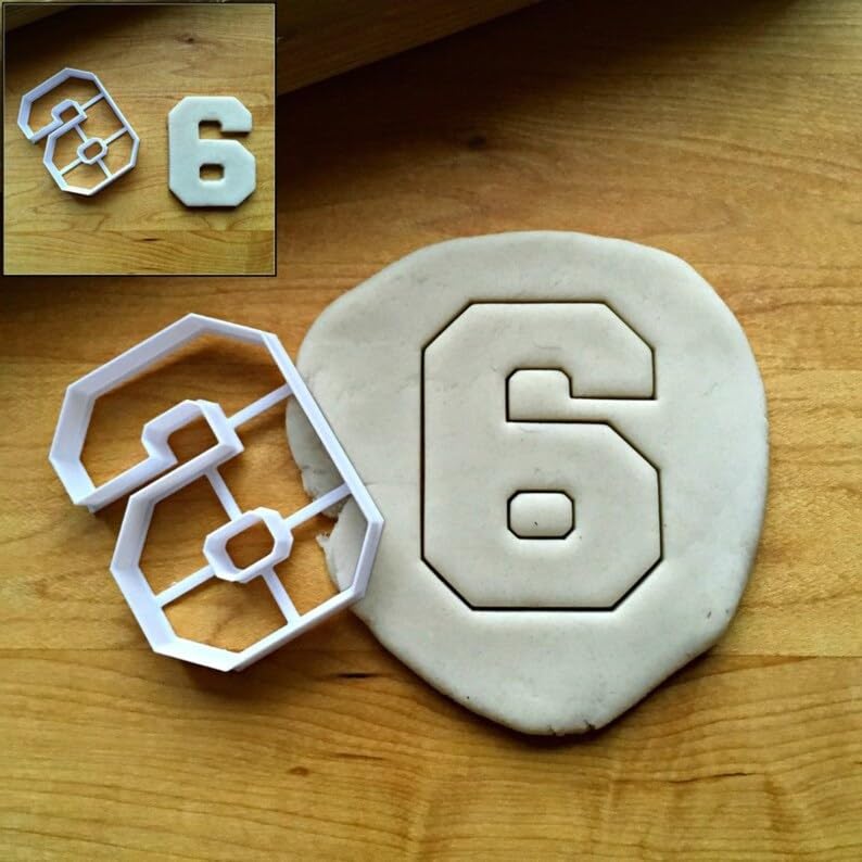 Varsity Number 6 or 9 Cookie Cutter Cookie - Suitable Size - Choose Standard or Dishwasher Safe - Cuts Through The Center - Made in India - Ideal for Baking, Crafting & Decorating -