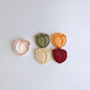 Black Peach Cookie Cutter Stamp Set Spring Fruit Juicy Peach Shape Food Safe Baking Tool for Cookies Fondant Clay Treats Creative Dessert Making Baby Shower Gifts Everyday Use