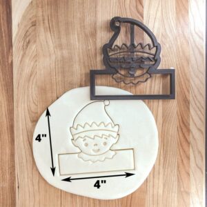 Elf Christmas Cookie Cutter with Name Plaque India Cookie for Holiday Baking, Personalized Fondant Decorations, Clay Crafts, Festive Party Treats, and Custom Christmas Gifts