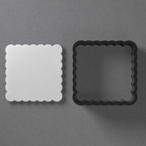 Scalloped Square Clay Cutter for Earrings and Jewelry Making Sharp Tapered Edge Tool for Polymer Clay Mini Studs Pendant Set Cookie and Fondant Decorations for Baking or DIY Craft