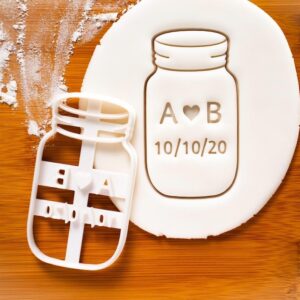 Custom Mason Jar Cookie Cutter Cookie for Personalized Baking Biscuit Fondant Clay Cutter with Heart Design Ideal for Wedding Favors Party Gifts Event Personalization and Custom Crafts