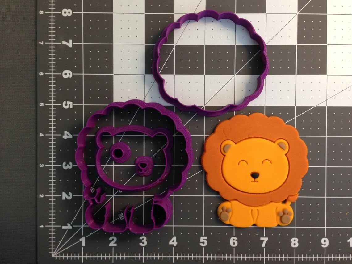 Baby Lion 266-B900 Cookie Cutter Set Black Cookie Cub Animal Shape Baking Tool for Safari Jungle Theme Birthday Cookies Fondant Clay Crafts Cake Decoration Baby Shower Party Supplies