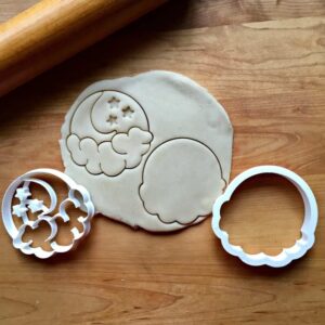Cookie Set of 2 Moon, Cloud, and Stars Cookie Cutters for Baking Biscuits Cake Fondant Decorations Suitable Size Durable Mold Made in India for Baby Showers, Night Sky Parties,
