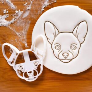 Chihuahua Face Cookie Cutter Cute Dog Biscuit Mold for Puppy Birthday Party Dog Treat Baking Animal Lover Gift Pet Celebration Supplies Fun Baking Tool for Kids Dog Owners and Pet (ONLY FACE)