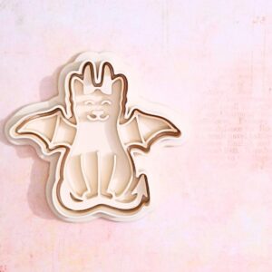 Cat in demon costume cookie cutter set for baking Halloween cat shaped cookies fondant cake toppers spooky party treats kids baking activities costume themed crafts and holiday
